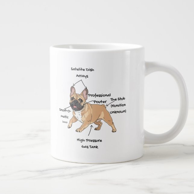 Taza De Café Gigante Funny Anatomy of a French Bulldog Illustration (Derecha)