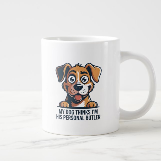 Taza De Café Gigante Funny Cartoon Dog Butler Quote (Derecha)