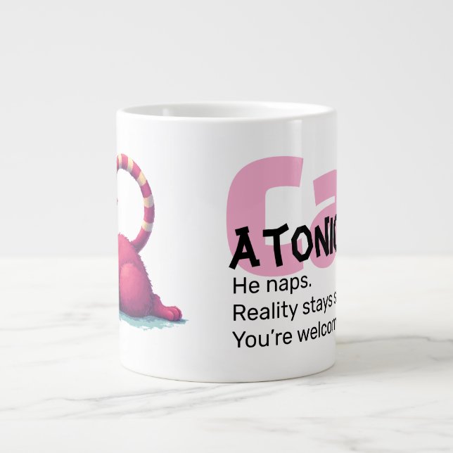 Taza De Café Gigante Funny Cat 20oz Mug – CatAtonic: I Nap. You Exist. (Frente)