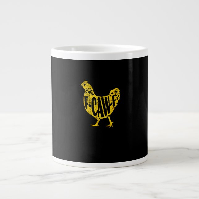 Taza De Café Gigante Funny Chicken F-Caw-F Hen Poultry Rooster Coop (Frente)