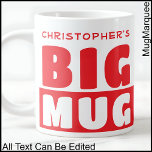 Taza De Café Gigante Funny Custom Name Text Two Tone Red Big Mug 007<br><div class="desc">Este atrevido tazón de dos tonos mantiene las cosas simples pero efectivas con un proceso totalmente editable. El color de contraste añade un pop elegante,  lo que lo convierte en un regalo ideal o una taza de oficina con personalidad. Todo el texto es completamente personalizable.</div>