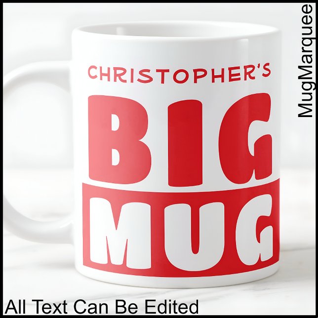 Taza De Café Gigante Funny Custom Name Text Two Tone Red Big Mug 007 (Subido por el creador)