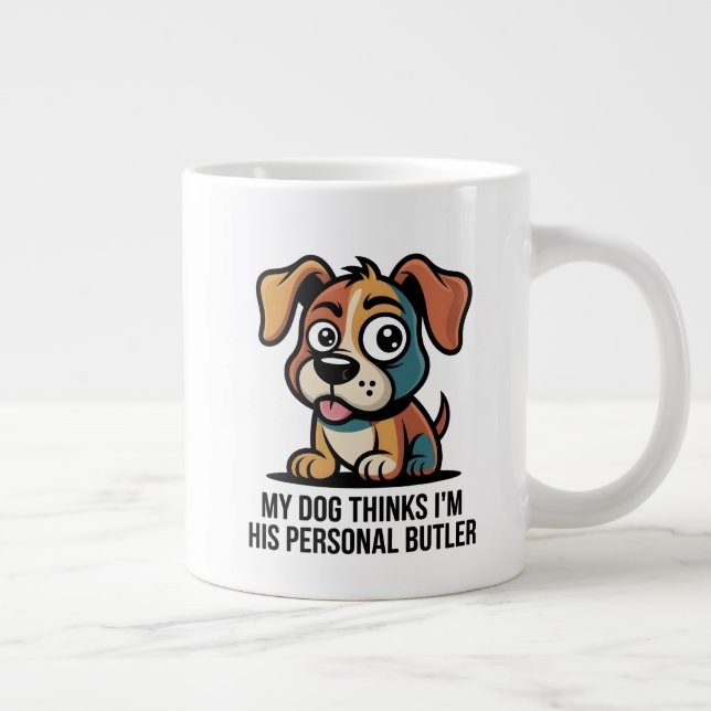 Taza De Café Gigante Funny Dog Butler Cartoon Quote (Derecha)