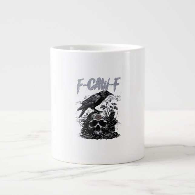 Taza De Café Gigante Funny F-Caw-F Crow Funny Halloween Retro Classic (Frente)