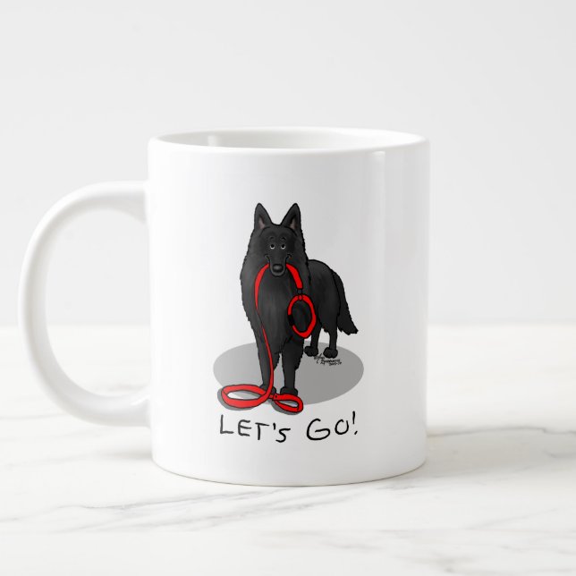 Taza De Café Gigante Funny Let's Go! Walk Belgian Sheepdog (black 1) (Izquierda)