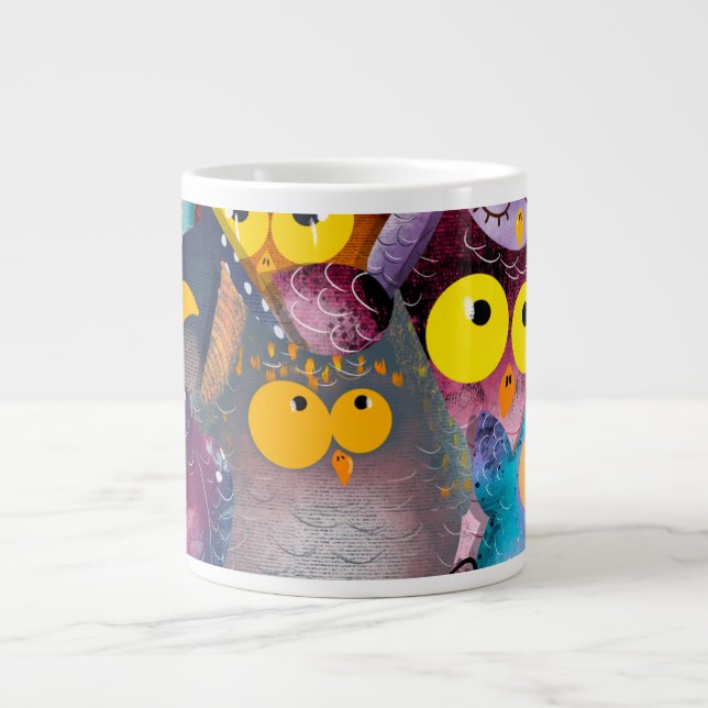 Taza De Café Gigante "Funny Owl Mug WrWrap - Hermoso y gracioso Mug de  (Frente)
