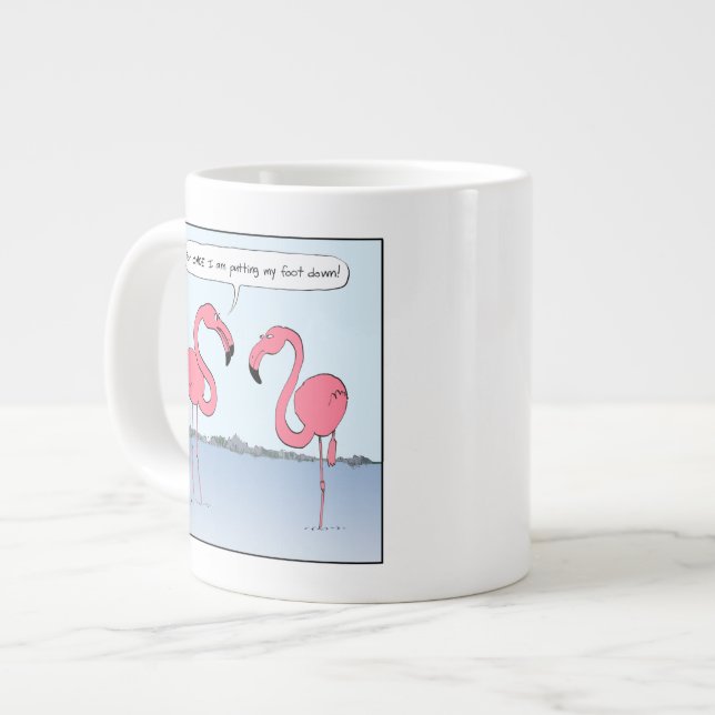 Taza De Café Gigante Funny Personalizado de Flamingos Rosa | Novedad hu (Izquierda)