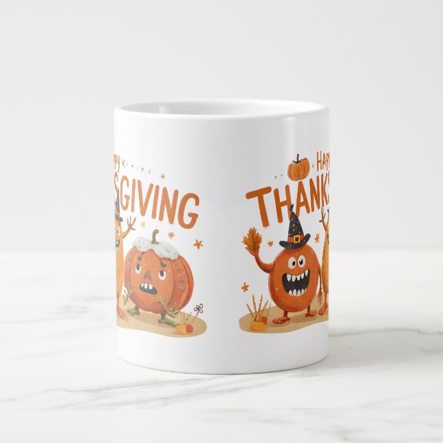 Taza De Café Gigante Funny Pumpkins del Día de Acción de Gracias en Per (Frente)