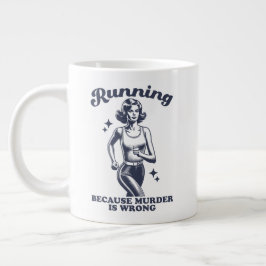 Taza De Café Gigante Funny Running Because Murder Is Wrong Retro 20oz