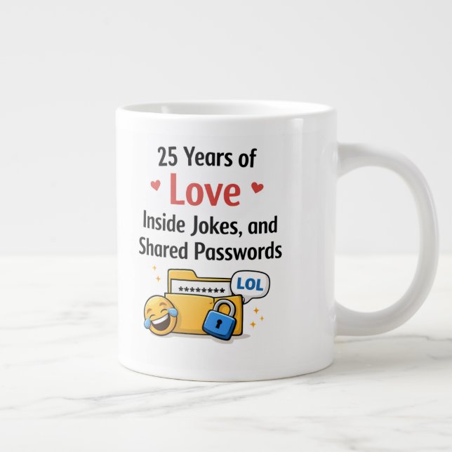 Taza De Café Gigante Funny Silver Wedding Anniversary Mug Gift (Derecha)