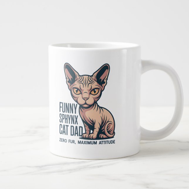 Taza De Café Gigante Funny Sphynx Cat Dad Illustration (Derecha)