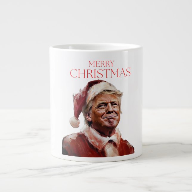 Taza De Café Gigante Funny tarjeta de Navidades de Trump Santa Claus (Frente)