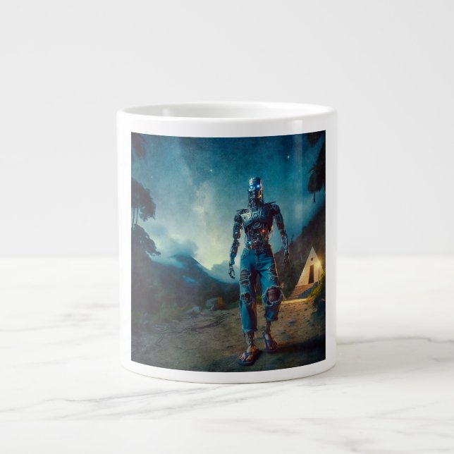 Taza De Café Gigante Futuristic Robot in Ancient Landscape (Frente)