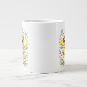 Taza De Café Gigante Gafas de pollito de Pascua lindas flor de mimosa