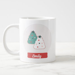Taza De Café Gigante Galletas de árbol de Navidad en un globo de nieve