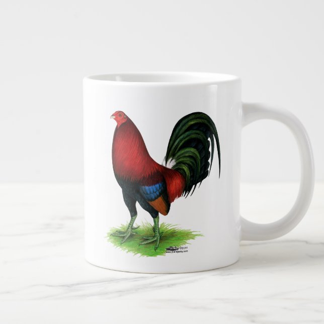 Taza De Café Gigante Gallo de pelea:  Rojo oscuro (Derecha)