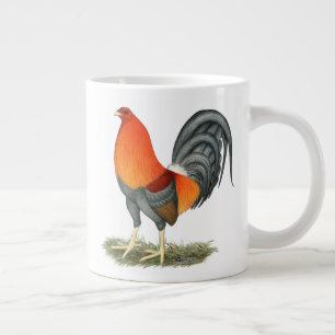 Taza De Café Gigante Gallo del rojo azul del gallo de pelea