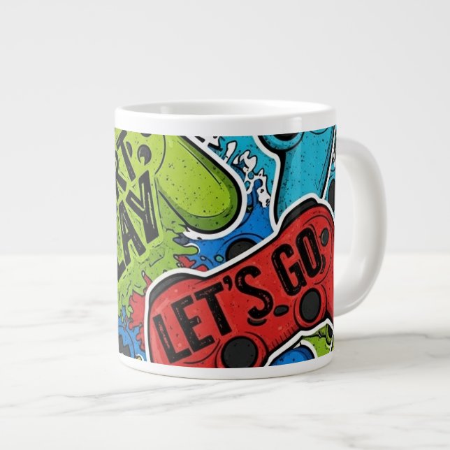 Taza De Café Gigante Gamer Pattern Jumbo Specialty Mug (Derecha)