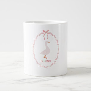 Taza De Café Gigante Ganso lindo sé amable con marco de lazo rosa