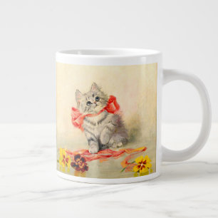 Taza De Café Gigante Gatito con cinta roja