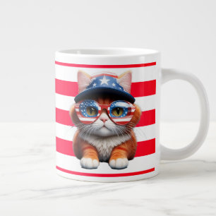 Taza De Café Gigante Gatito con gafas estadounidenses Gorra-37654