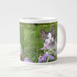 Taza De Café Gigante Gatito en el Jumbo Mug de las flores