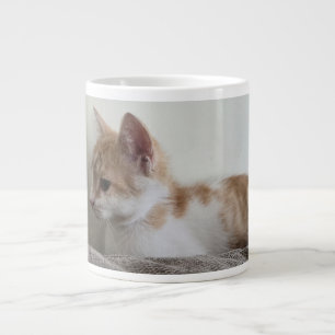 Taza De Café Gigante Gatito jengibre y blanco