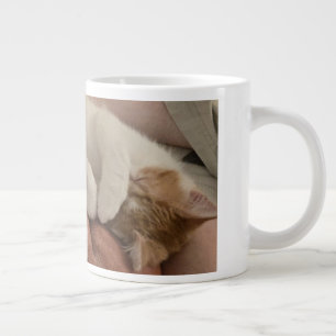 Taza De Café Gigante Gatito naranja durmiendo - naranja y blanco