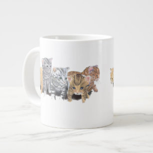 Taza De Café Gigante Gatitos Adorablemente Cuidados