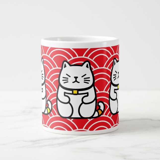 Taza De Café Gigante Gato afortunado japonés o Maneki-Neko (Frente)