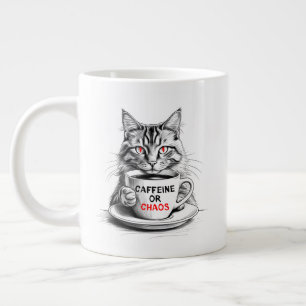 Taza De Café Gigante Gato Amante del Café Sin Cafeína Sin Misericordia