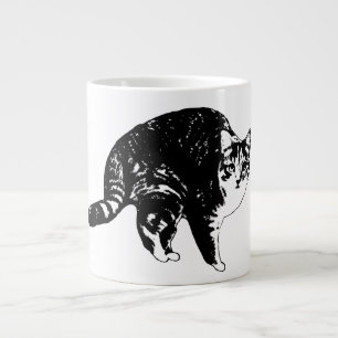 Taza De Café Gigante Gato Atigrado Bajo Luces Navideñas