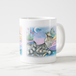 Taza De Café Gigante Gato atigrado y hada