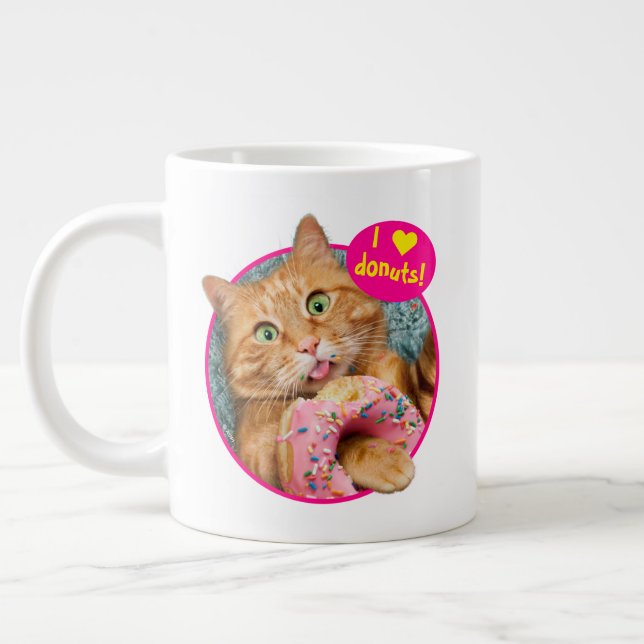 Taza De Café Gigante Gato comiendo sin comer (Izquierda)