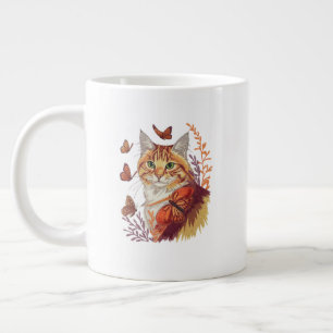 Taza De Café Gigante Gato con mariposas monarcas