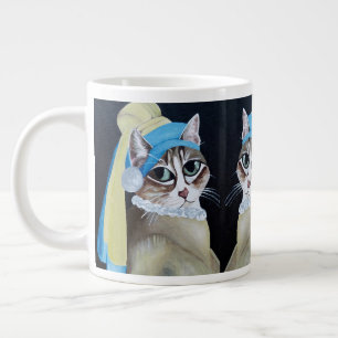 Taza De Café Gigante Gato Con Perla Que Se Consigue Jumbo Mug