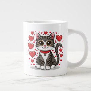 Taza De Café Gigante Gato con Símbolos de Amor Clipart-85245