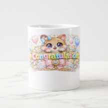 Gato Congratulatorio Kawaii Adorable Rosa Pastel F