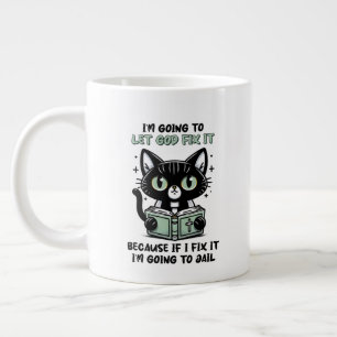 Taza De Café Gigante Gato de arte con palabras de sarcasmo divertido