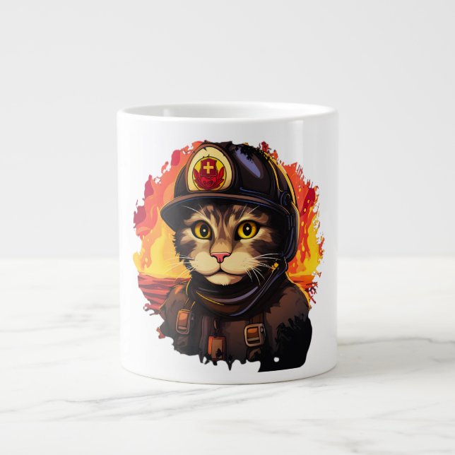 Taza De Café Gigante Gato de bomberos (Frente)