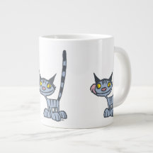 Gato de dibujos animados gris genial