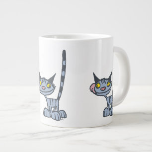 Taza De Café Gigante Gato de dibujos animados gris genial