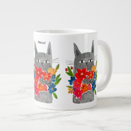 Taza De Café Gigante Gato de flores