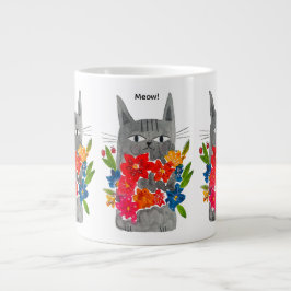 Taza De Café Gigante Gato de flores
