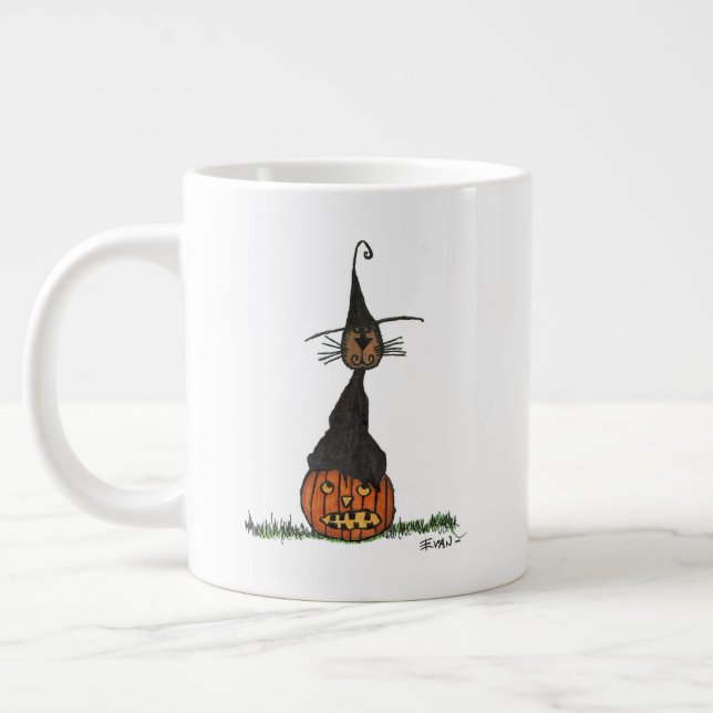Taza De Café Gigante Gato de Halloween (Izquierda)