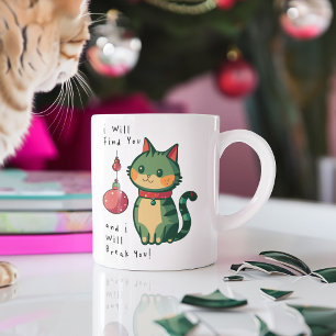 Taza De Café Gigante Gato de Navidades traviesos