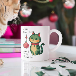 Taza De Café Gigante Gato de Navidades traviesos