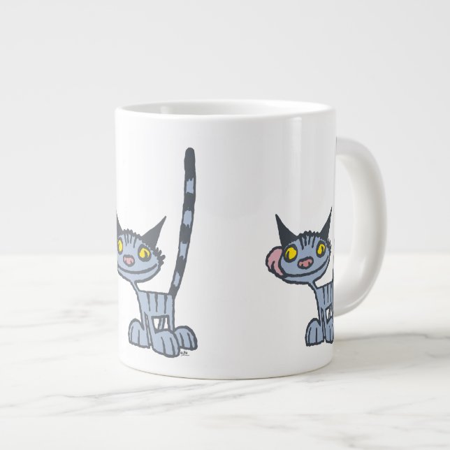 Taza De Café Gigante Gato de Personalizado gris de Guay (Derecha)