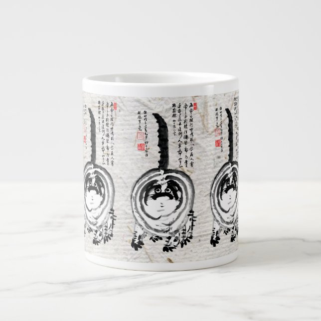 Taza De Café Gigante Gato de Tabby japonés a rayas choncas (Frente)