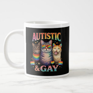 Taza De Café Gigante Gato Divertido Autista Y Gay